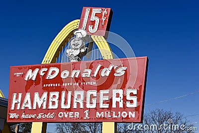 Original McDonalds Entrance Sign Editorial Stock Photo